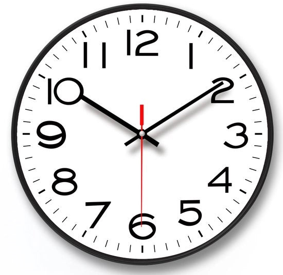 Orologio da Parete Nero Cornice con Copertura in Vetro Movimento Silenzioso Oscillazione di Pendolo Quarzo Orologio da Parete Moderno Design Decorativo Cucina Interna 14 Pollici