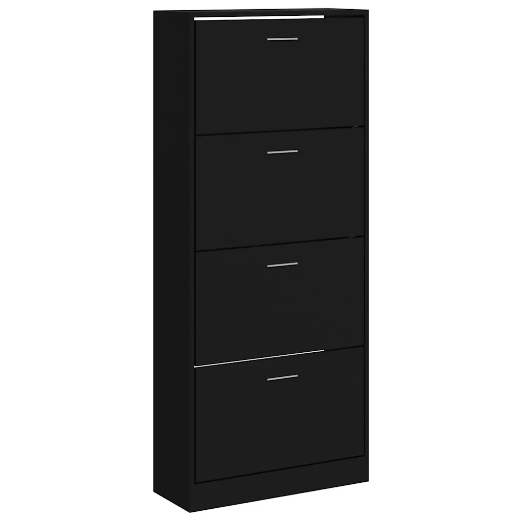 Scarpiera Nera 63x24x147 cm in Legno Multistrato 342544