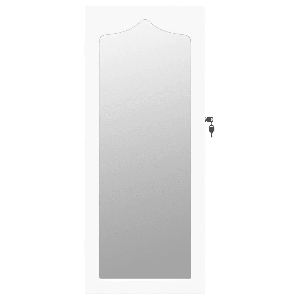Armadio Portagioie con Specchio a Muro Bianco 37,5x10x90 cm 353223