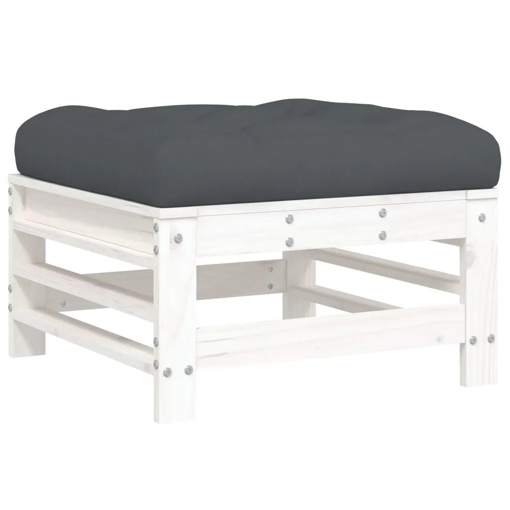 Set Divani da Giardino 6pz con Cuscini in Legno Massello Bianco 3186005