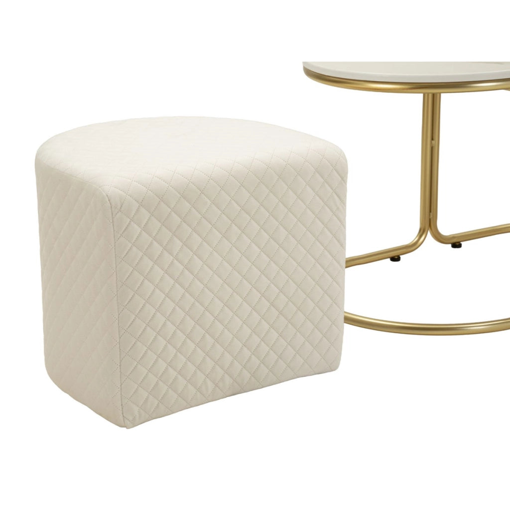 Set tavolo da caffe' con due pouf Relax oro