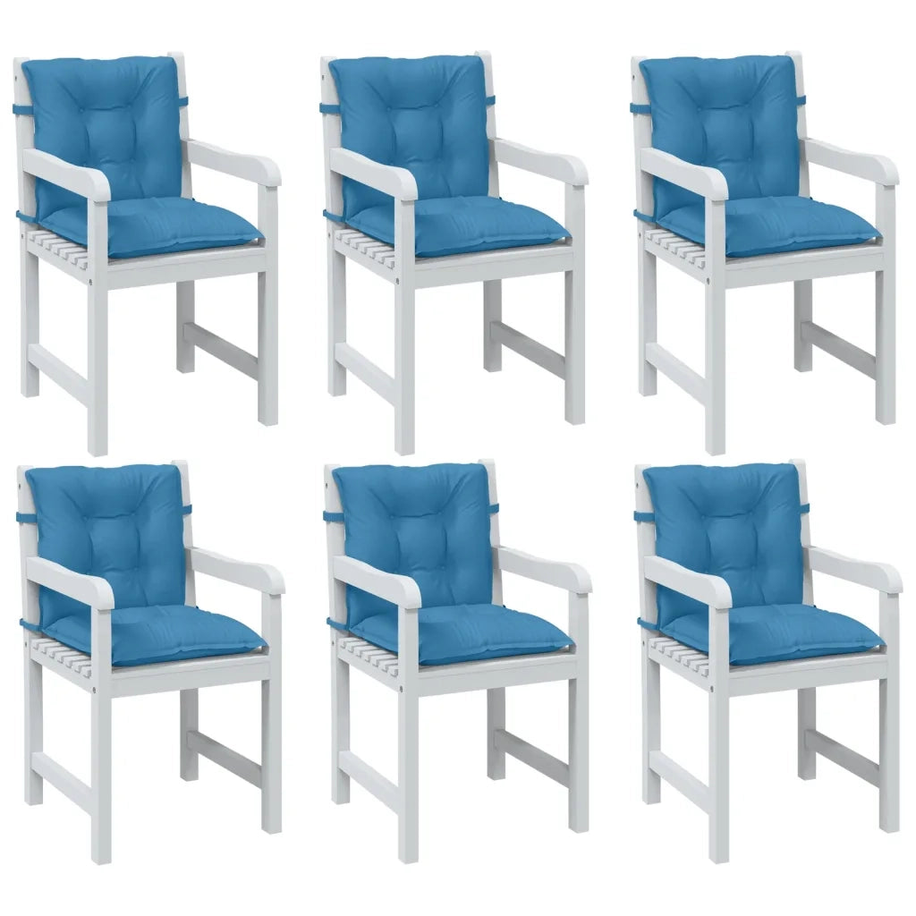 Cuscini Sedia Schiena Bassa 6 pz Blu MÃ©lange 100x50x7 Tessuto