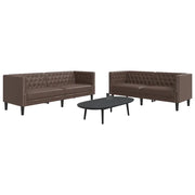 vidaXL Set Divani Chesterfield 2pz Marrone in Similpelle