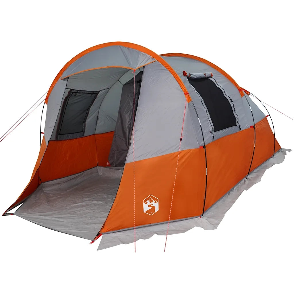 Tenda da Campeggio a Tunnel per 4 Persone-Tenda per Escursionismo Grigio e Arancione 728764