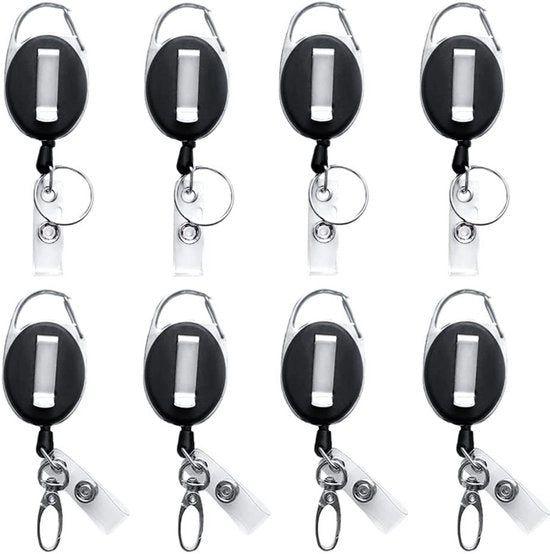 Hanger per chiavi retrattile - Porta tessera - Anello per chiavi - Porta badge - 8 pezzi - 11 x 3,3 cm