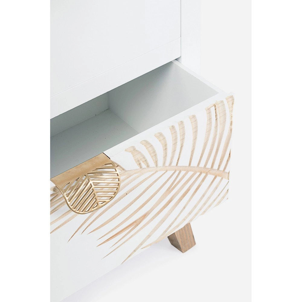 Comodino Legno Bianco Moderno da Interno - FLORA