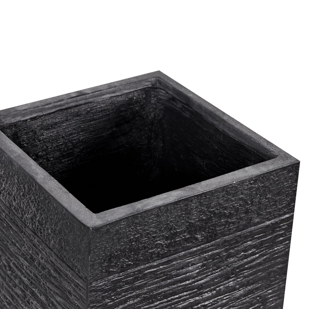 Vaso per fiori Fioriera alta in argilla in fibra nera quadrata 26 x 26 x 60 cm Accessori da giardino per interni ed esterni