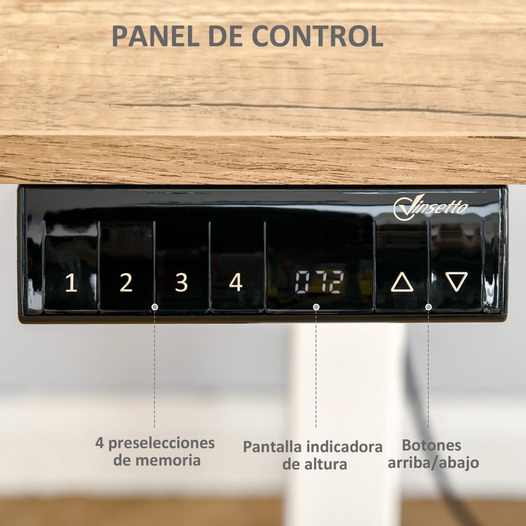 Scrivania regolabile in altezza con 4 tasti memoria ¨C zephmum ¨C bianco e naturale 140x70x72-116 cm