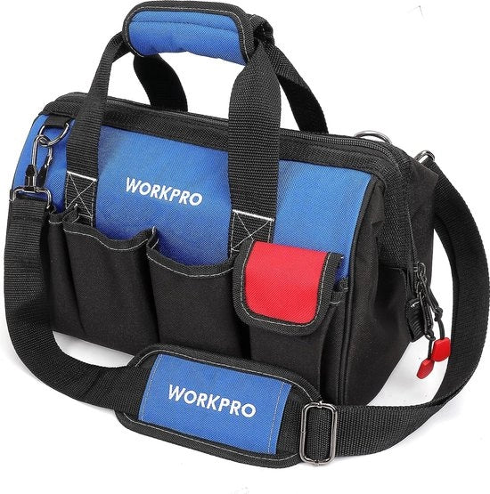Tas con cinturino regolabile per strumenti con apertura ampia - blu e nero