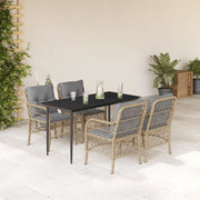Set Pranzo da Giardino 5 pz con Cuscini Beige Misto Polyrattan