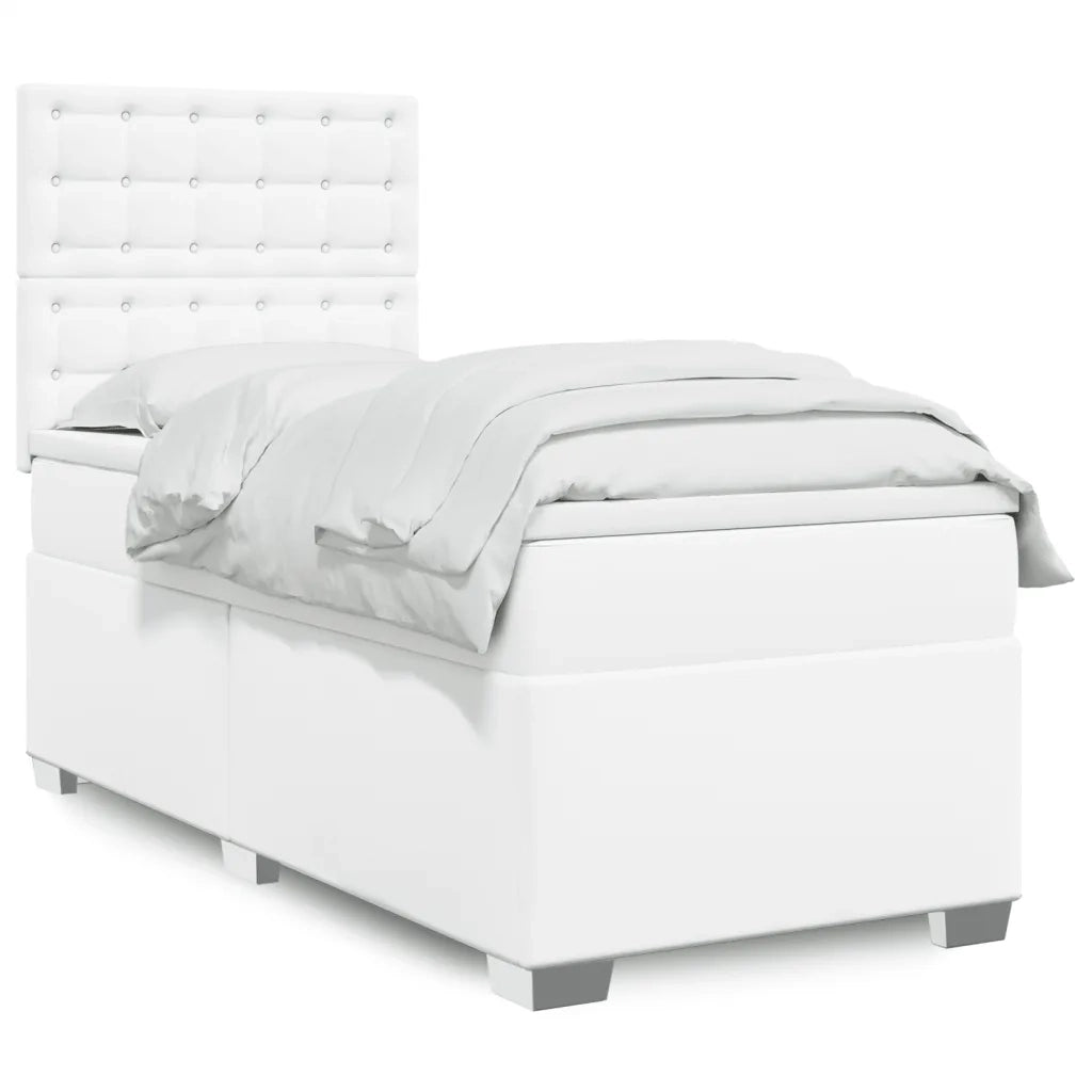 Giroletto a Molle con Materasso Bianco 90x190 cm in Similpelle 3293001