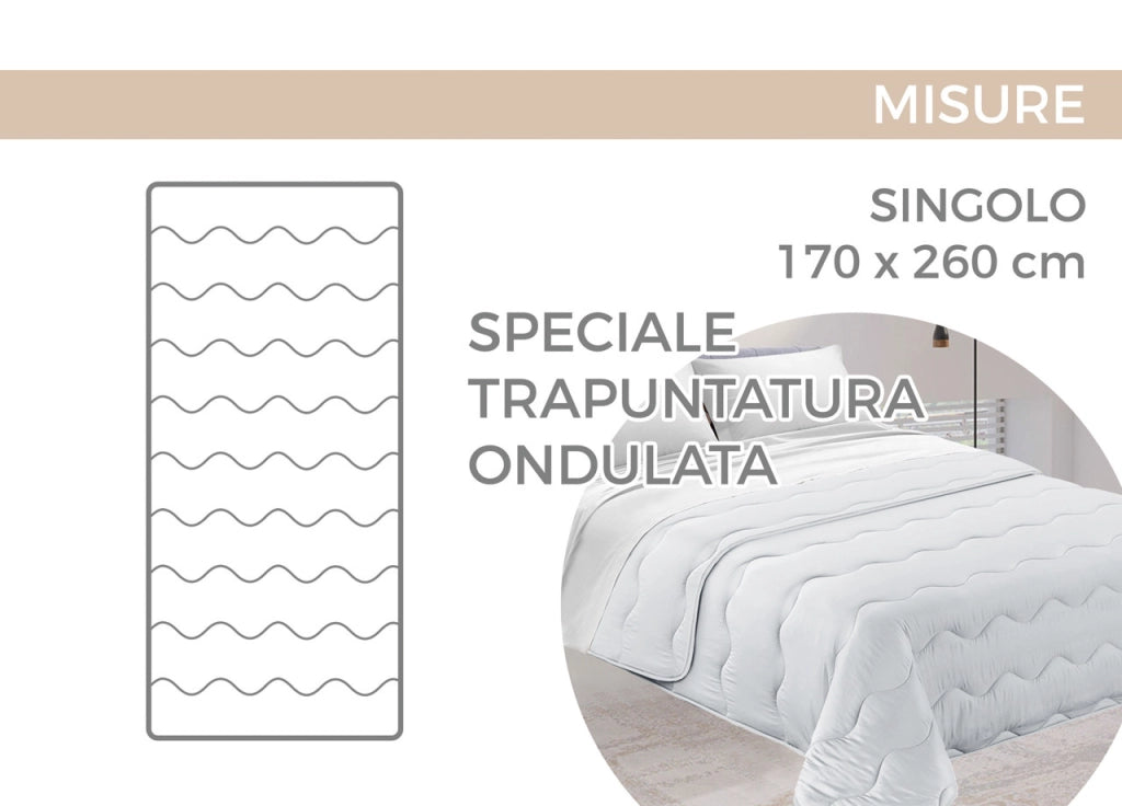 Trapunta Piumone Letto Invernale Imbottita 300gr Microfibra Double Face Bicolor - 1 Piazza - Grigio-Grigio