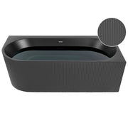 Vasca da bagno angolare sinistra in acrilico nero opaco 170 x 80 cm Finitura scanalata Bagno in stile moderno