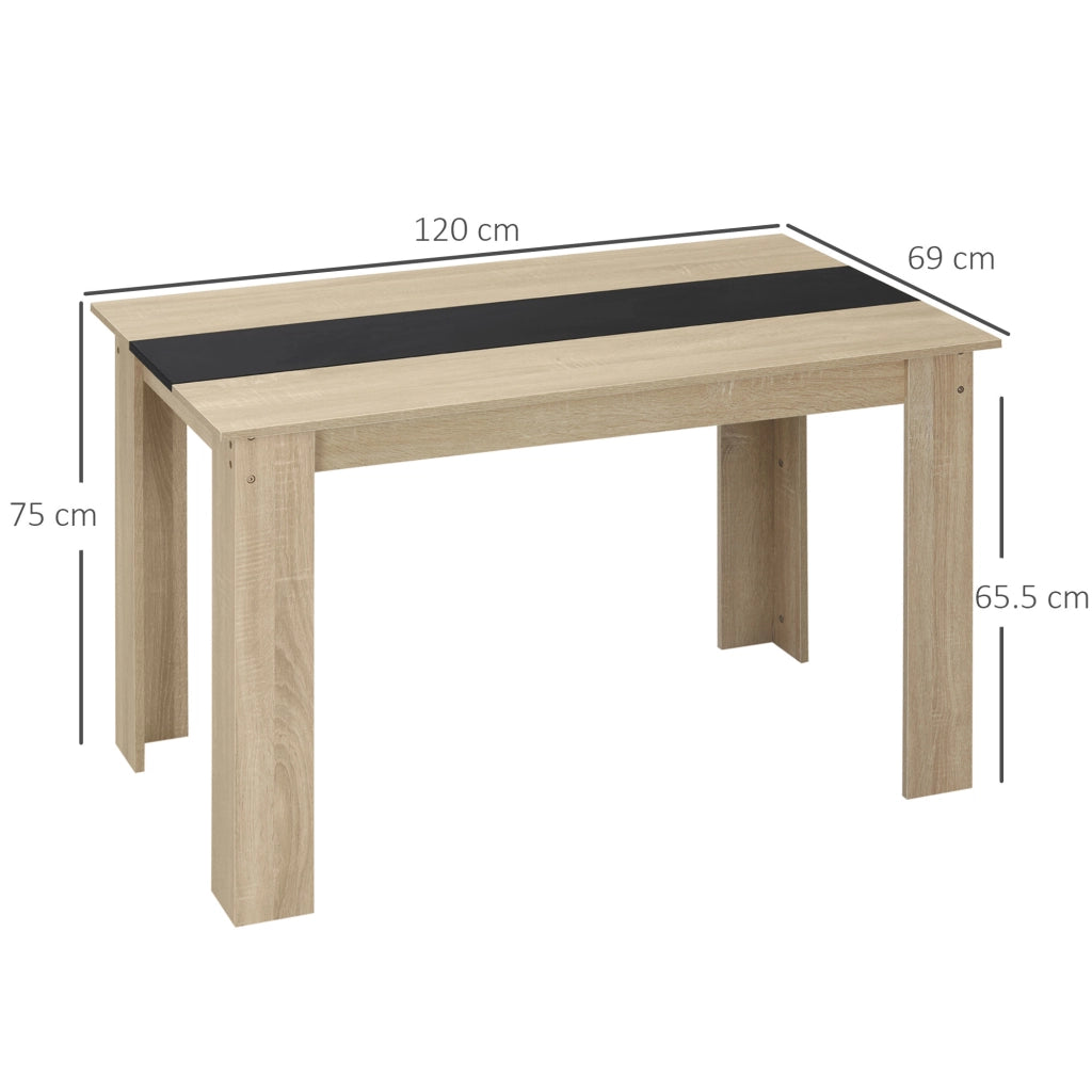 Tavolo da Pranzo Allungabile Moderno in Legno per 6 Persone ¨C Zephmum ¨C Legno e Nero 120x69x75