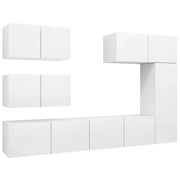 Set di Mobili Porta TV 6 pz | Armadietto TV | Mobile Porta TV Bianco in Legno Multistrato
