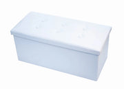 Pouf Contenitore Imbottito Pieghevole In Ecopelle Modello Double Colore Bianco