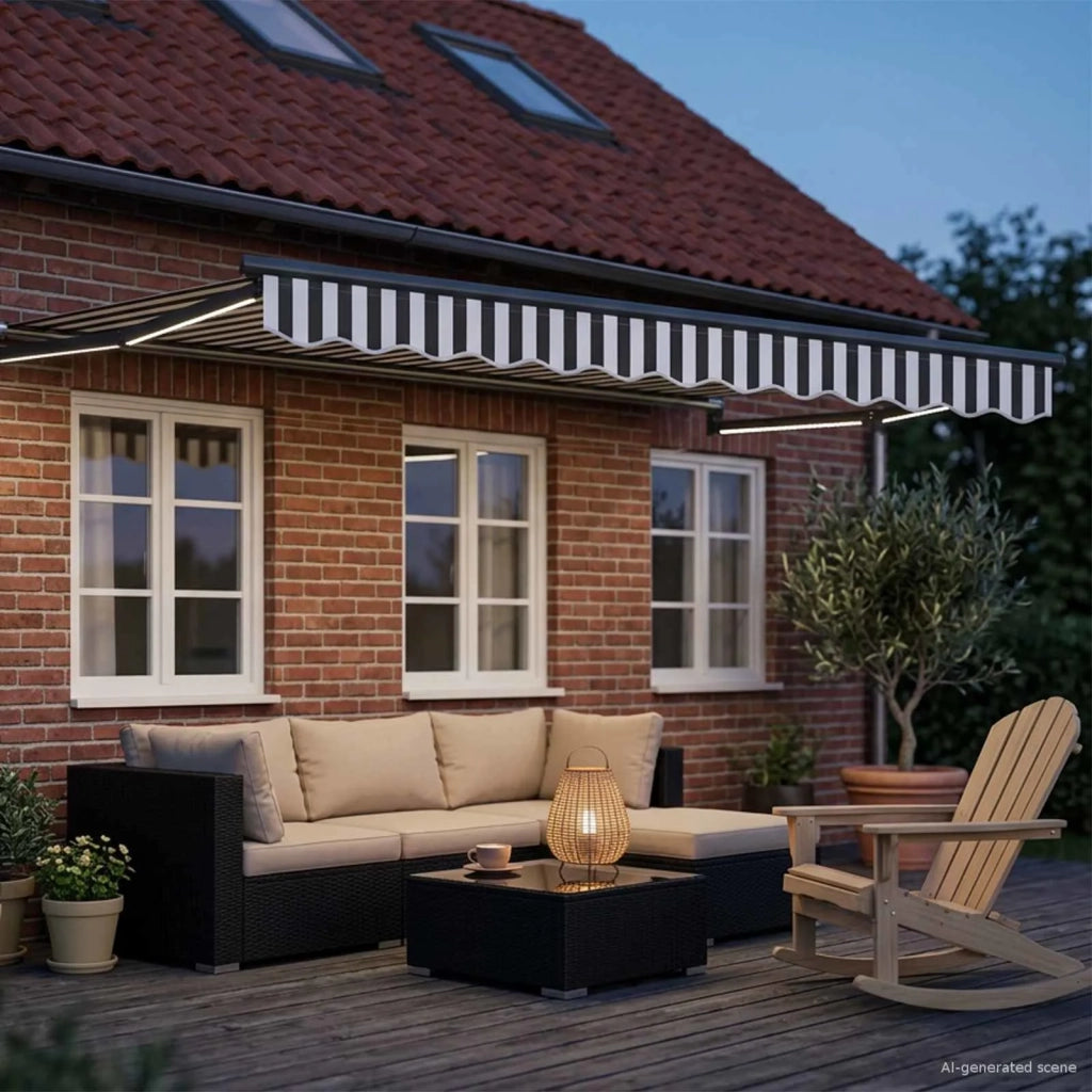 Tenda da Sole | Tenda retrattile manuale con LED Antracite e Bianco 3 x 2,5 m