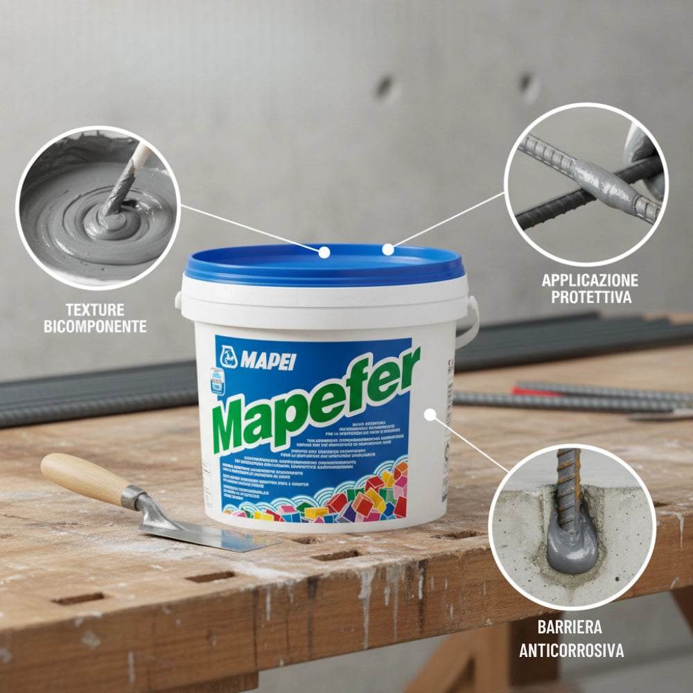 Mapefer malta anticorrosiva bicomponente per ferri di armatura 2 kg
