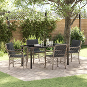 Set da pranzo da giardino 5 pezzi con cuscini grigio chiaro rattan poliestere