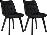 Coppia Sedia Moderna da Sala Pranzo Poltroncina da Cucina Poltrona in Velluto Senza Braccioli Gambe in Legno Nero 0656BY-2