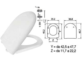 SEDILE WC IN TERMOINDURENTE LUNA 2 BIANCO CERNIERE INOX H050 coprivaso copriwater SANIPLAST