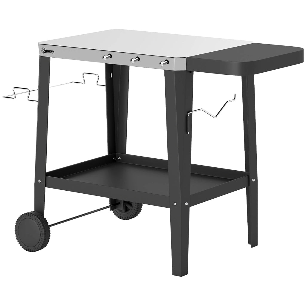 Carrello da cucina mobile con ganci e portarotoli ¨C zephmum ¨C Nero Edelstahl 115x67.5x80.5 cm
