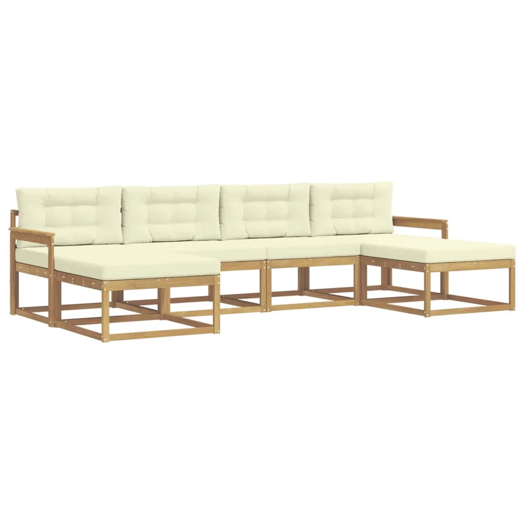 Set di divani da esterno con cuscino 6 pcs Bianco e Crema