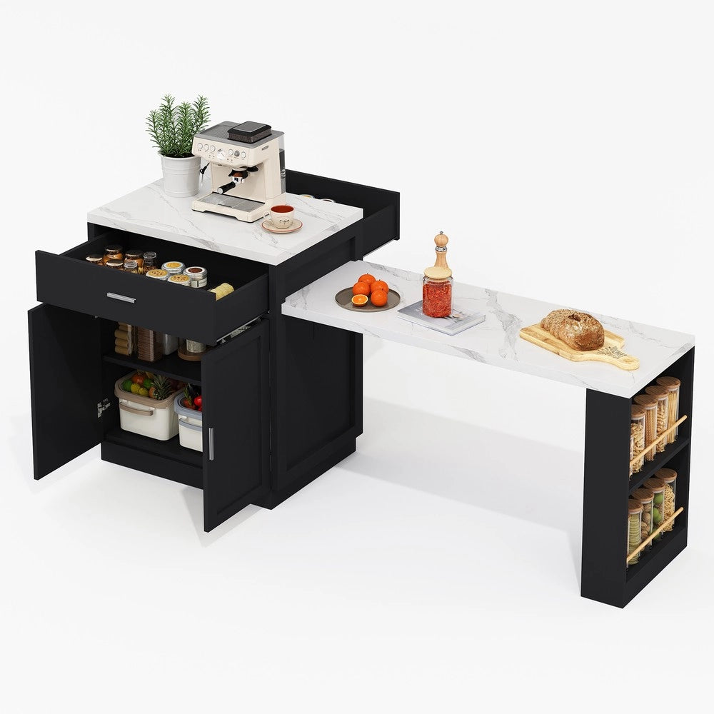Isola Cucina con Tavolo Allungabile per 4-6 Persone ¨C Xylo ¨C con Cassetti, Ripiani e Presa Elettrica