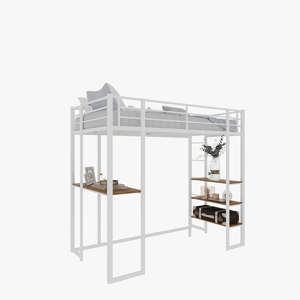Letto con scrivania - Xylo - 90x200 cm L metallo scala doppia