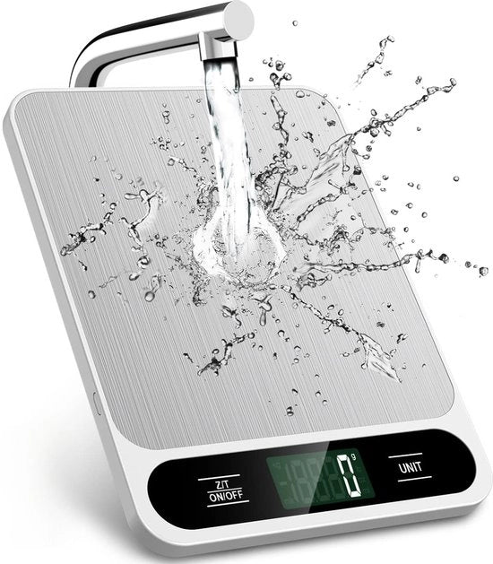 Pesa alimentare bianca, 22 LBS /10 kg bilancia digitale cucina grammi e once, cottura, dimagrimento, 1 grammo di precisione, facile da pulire in acciaio inossidabile