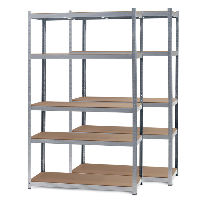 Set 2x Scaffali zincati a incastro per carichi pesanti 120x50x200cm 5 ripiani 175kg/piano