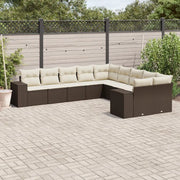 Set Divani da Giardino 10pz con Cuscini in Polyrattan Marrone 3255450