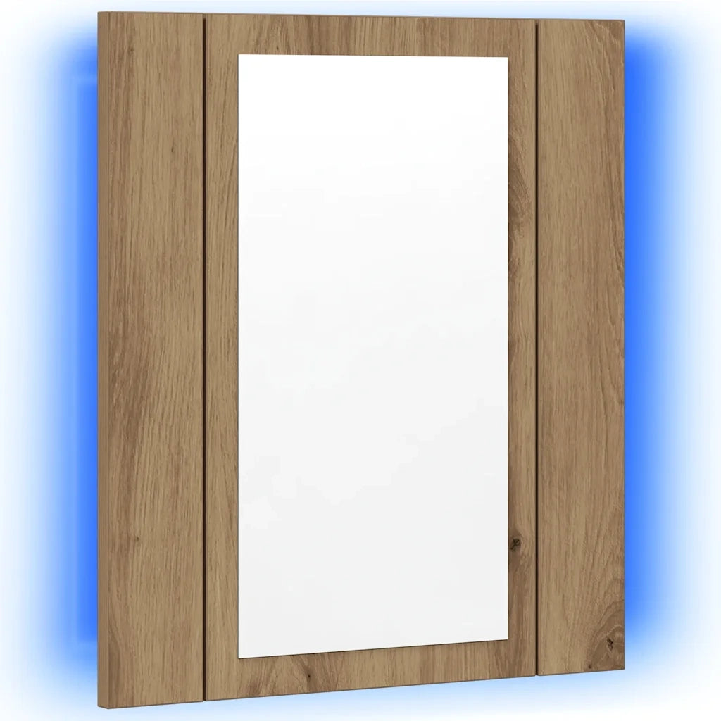 Mobile Bagno Specchio LED-Armadietto a Specchio da Bagno Rovere 40x12x45 cm Multistrato