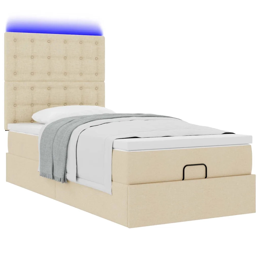 Struttura Letto Pouf con Materasso Crema 100x200 cm in Tessuto 3314153