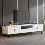 Mobile porta TV con 2 ante e 1 cassetto ripiani regolabili e passacavi per soggiorno in truciolare bianco 200 × 40 × 46 cm