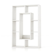 Libreria geometrica a 7 cubi, Moderna scaffale aperto da pavimento con dispositivo anti-ribaltamento per studio Bianco-Librerie