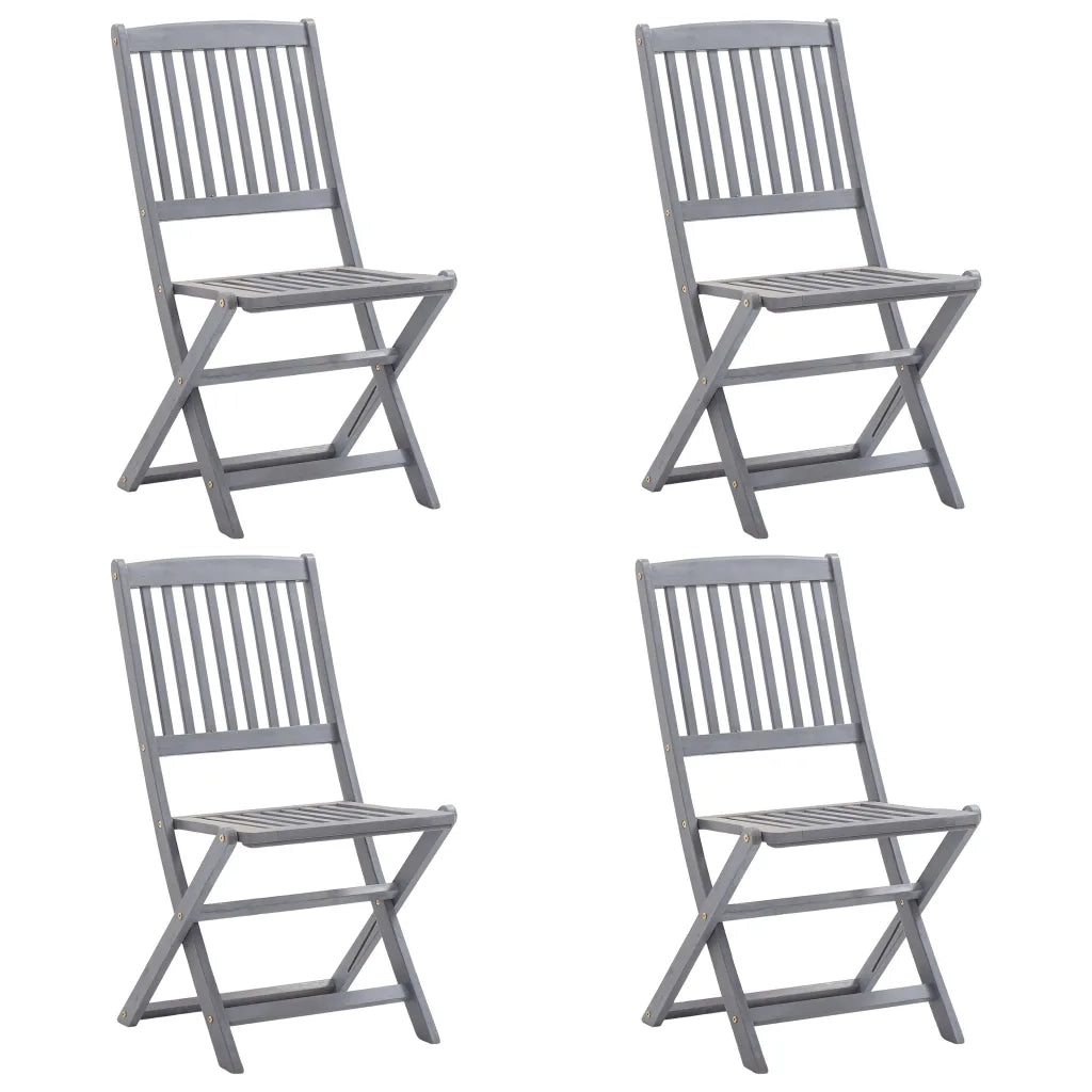 Set da Pranzo per Giardino 5 pz Legno Massello di Acacia Grigio cod mxl 35419