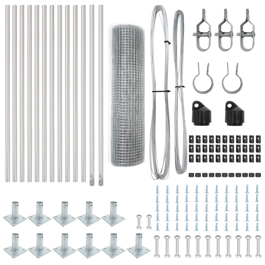 Set di Paletti per Recinzione Set di 2 Acciaio galvanizzato