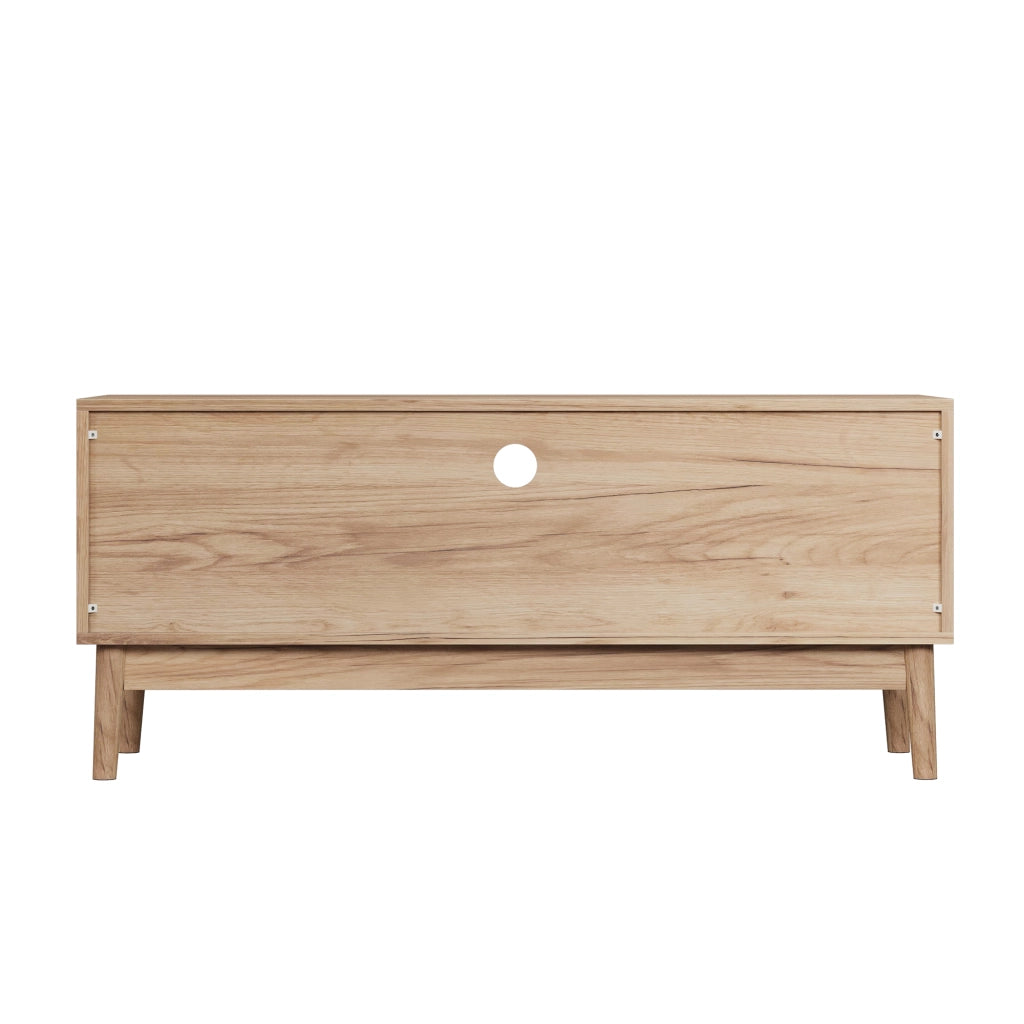 Mobile TV in stile Mid-Century con ampio spazio contenitivo, colore rovere, per TV fino a 32/45 pollici
