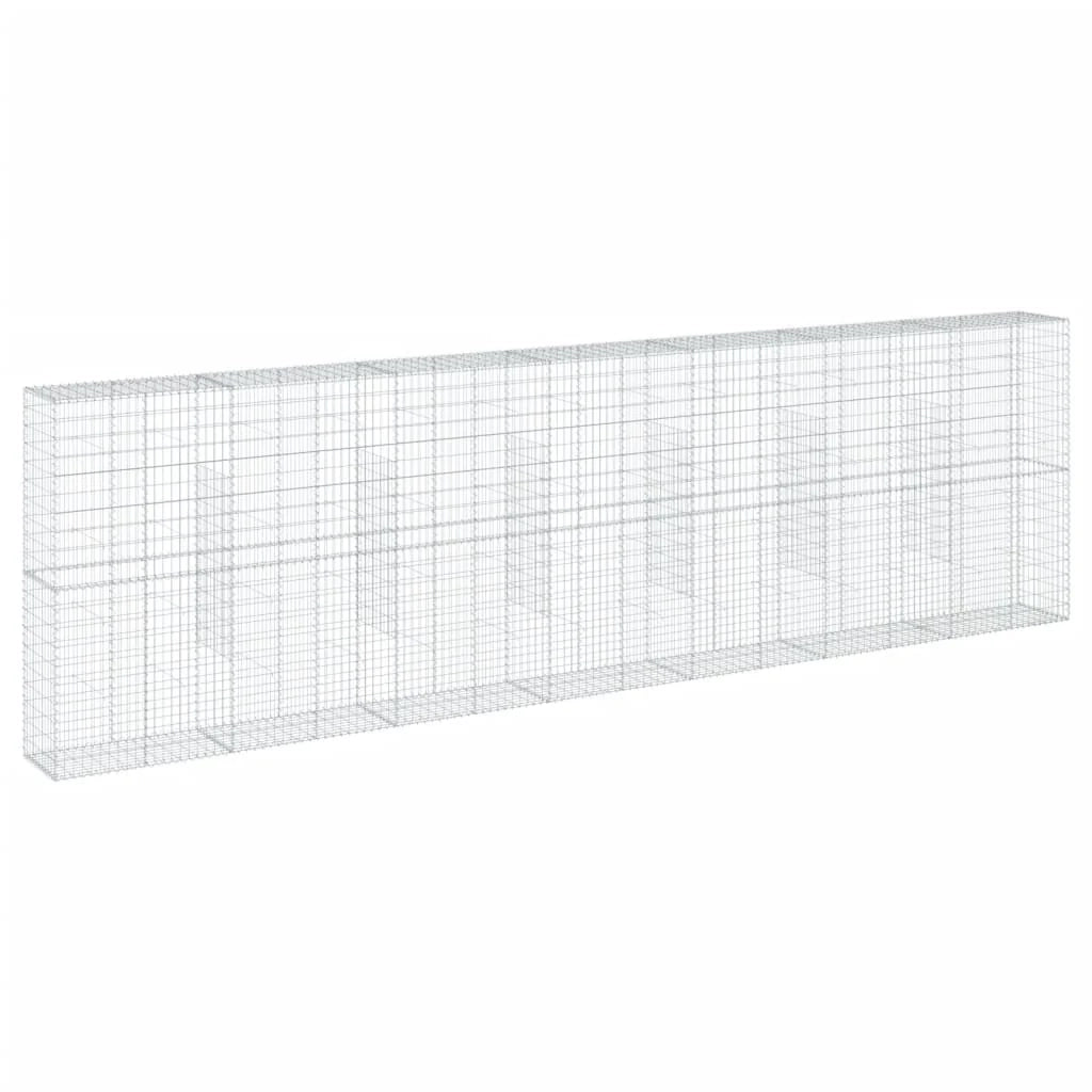 Gabbione recinto a gabbia muro di contenimento con coperchio 700 x 50 x 200 cm ferro zincato argento 02_0040195