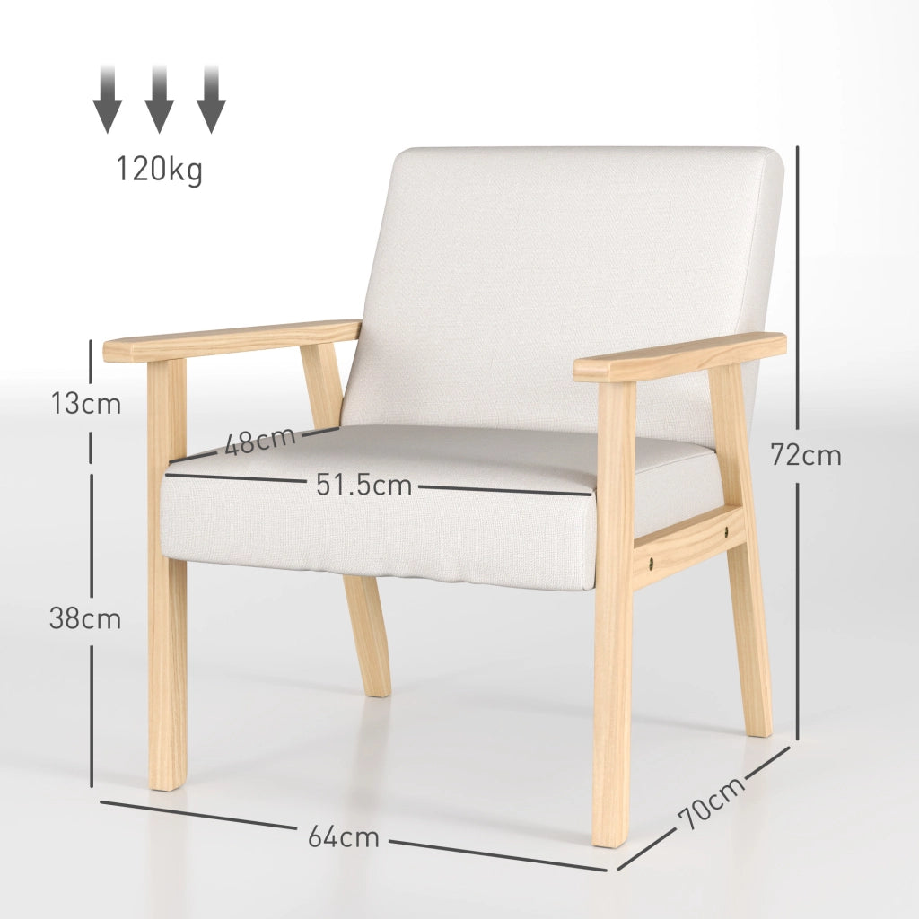 POLTRONA Scandinava 64 x 70 x 72 cm Lino Crema