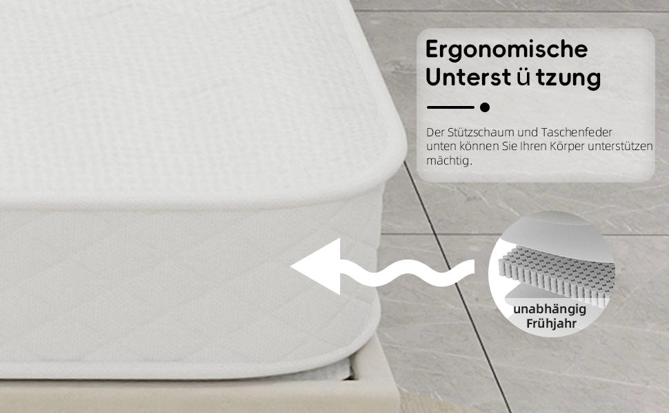 Materasso 3D Indipendente ¨C MINIMAL ¨C Bianco 140x200 cm, Spessore 23 cm