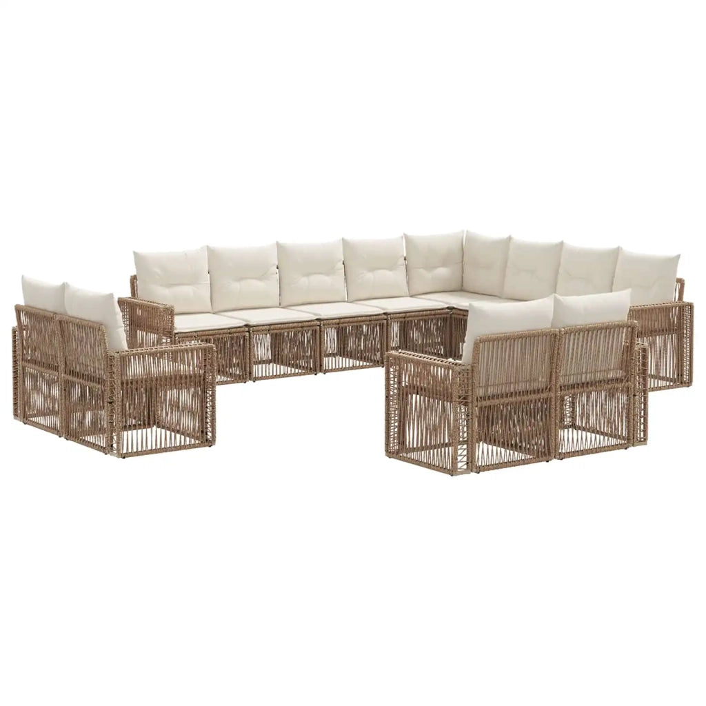 Set Divano da Giardino 12 pcs Beige e Bianco Crema polyrattan 3435300