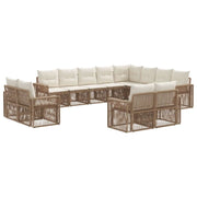 Set Divano da Giardino 12 pcs Beige e Bianco Crema polyrattan 3435300