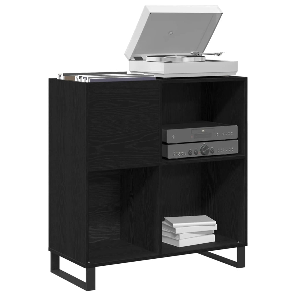 Mobile porta vinili con lo scaffale Rovere Nero 85 x 38 x 89 cm 862916