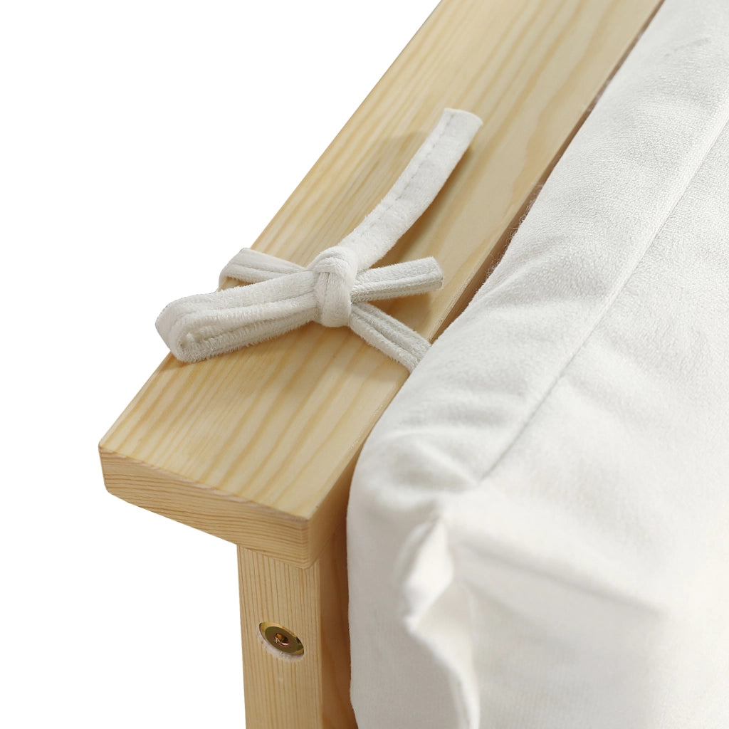 Letto imbottito singolo 90x200 cm naturale con schienale e doghe