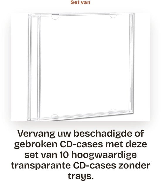 Set di Contenitori per CD da 10 - Contenitori Vervangibili per CD - Dimensioni Standard 141 x 124 x 10,4 mm - Senza Schede - Ideali per Album CD Damaged - Alta Protezione - Contenitori per CD