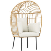 Poltrona in Rattan Ovale con Cuscino Esterno ¨C Zephmum ¨C Beige 95x80x155 cm