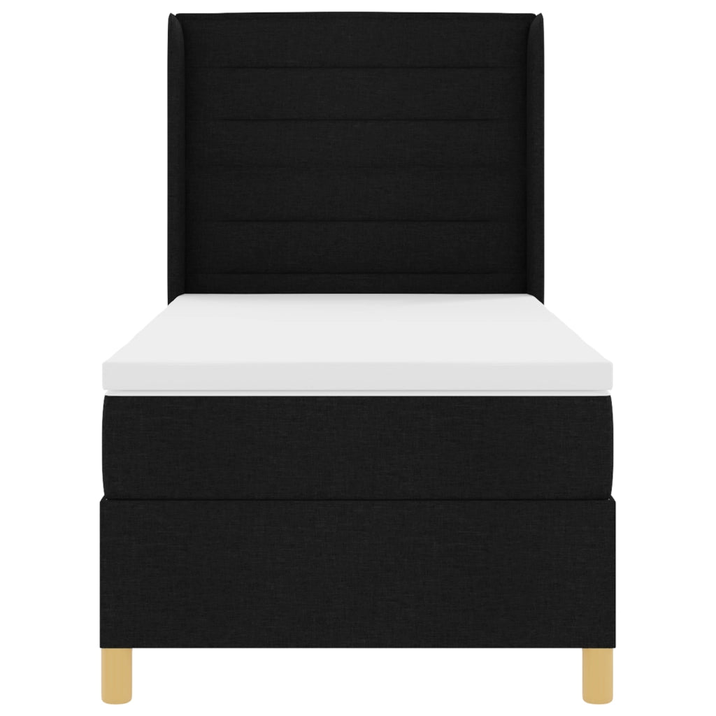 Letto a Mola con Materasso e LED Nero 90x200 cm Tessuto