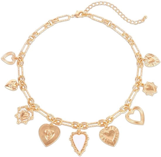 Collana per donna con catena dorata spessa e decorazioni boho